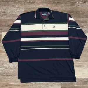Vintage Hunters Glen Striped Long Sleeve Polo Shirt 90s Mens Size Medium